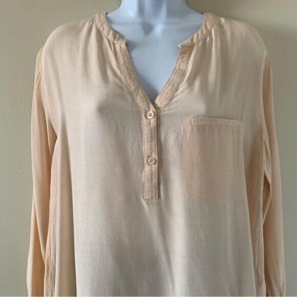 Anthropologie Lush Women’s Button Blouse Top 3/4 Length Sleeve Peach Pink Small - Picture 12 of 16